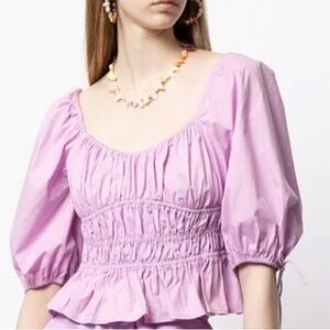 Staud Purple / Lavender / Lilac Top with Puff Sleeve